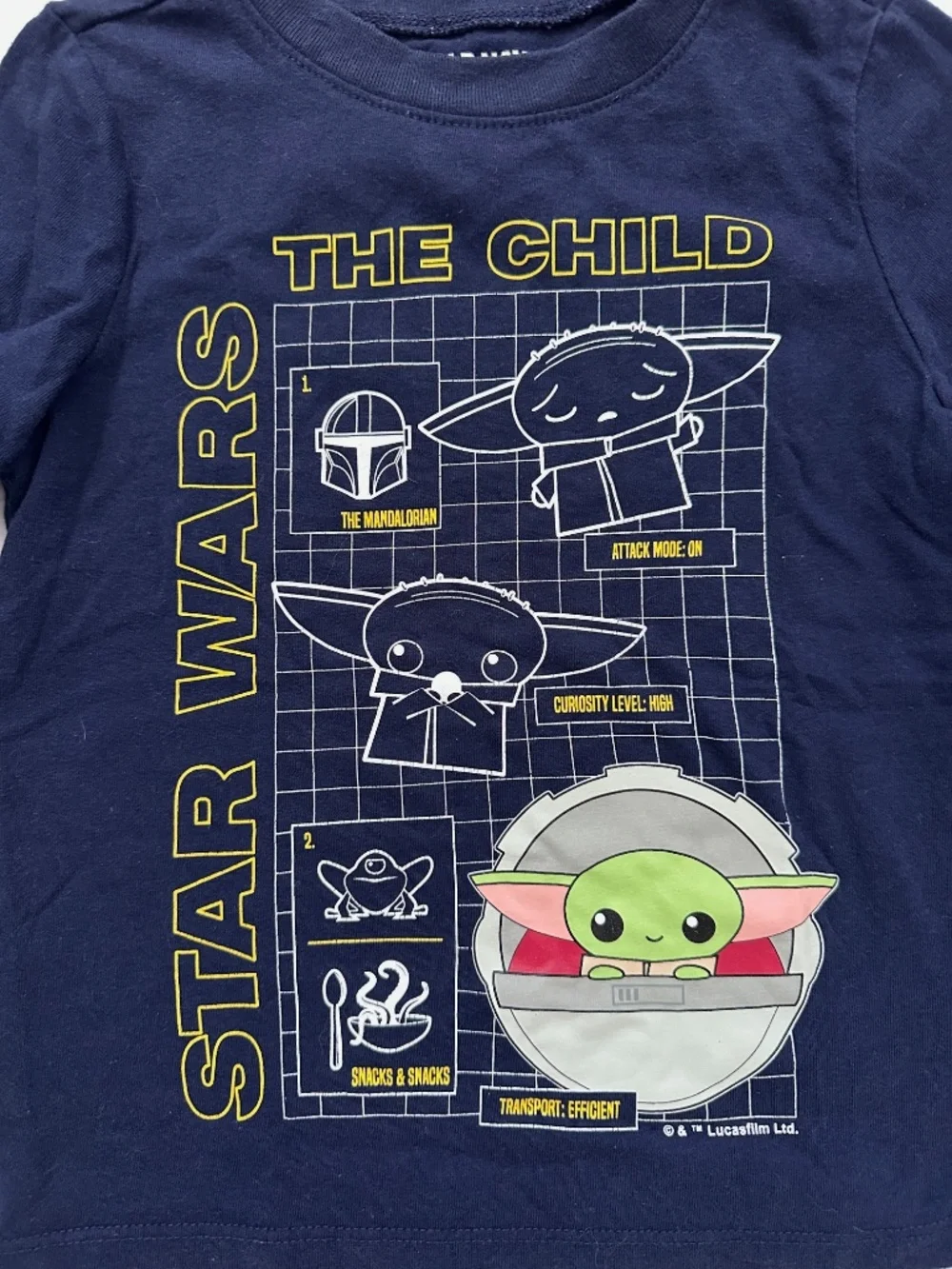 Grogu Toddler Boys Star Wars Shirt Short Sleeve Size 3T Navy